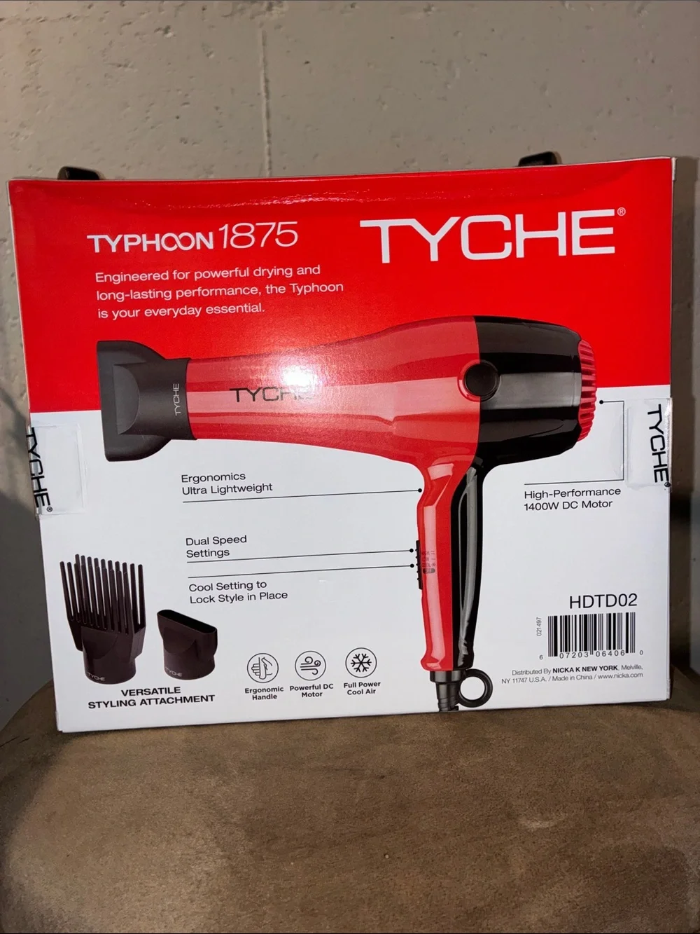 Tyche Red and Black Typhoon 1875 Professional Hair Dryer